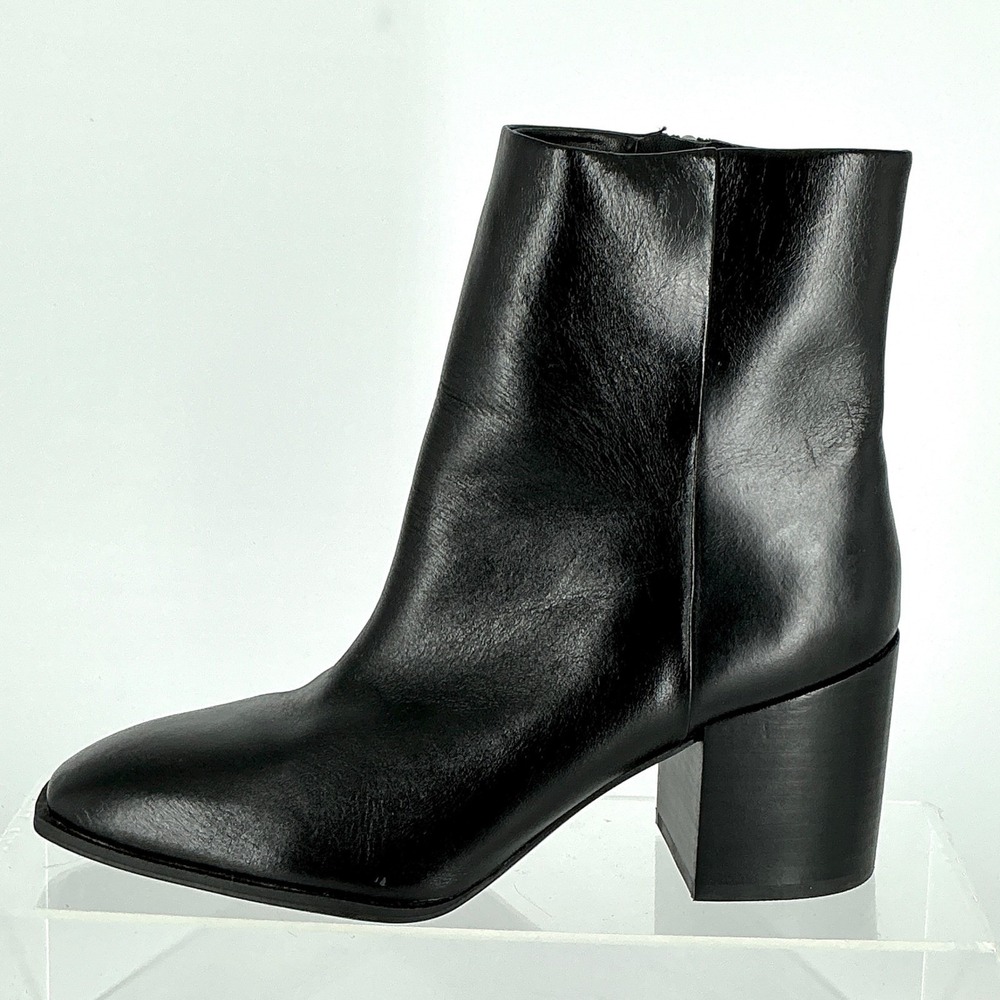 Nordstrom Size 8.5 Black Leather Square Toe Block Heel Ankle Boot NEW Vanna $140 - Picture 11 of 14